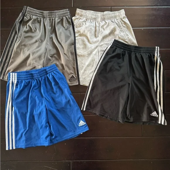 Set of Adidas Athletic Shorts blue, gray, black. Old navy grey print. Size 10/12 - Picture 1 of 6